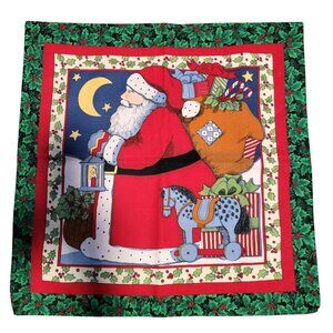Handmade Santa Claus Horse Christmas Pillow Cover Cotton Zipper Closure 20 x 20